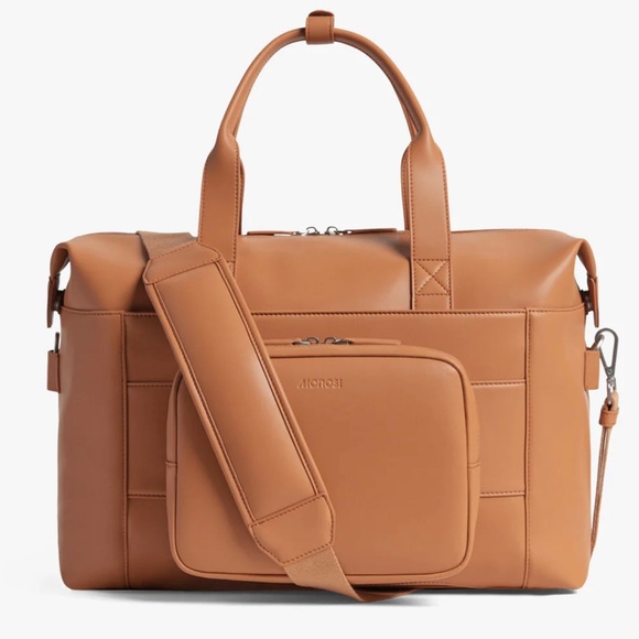 Like New MONOS Metro Duffel Vegan Leather Saddle Tan Used 1x - Picture 2 of 16